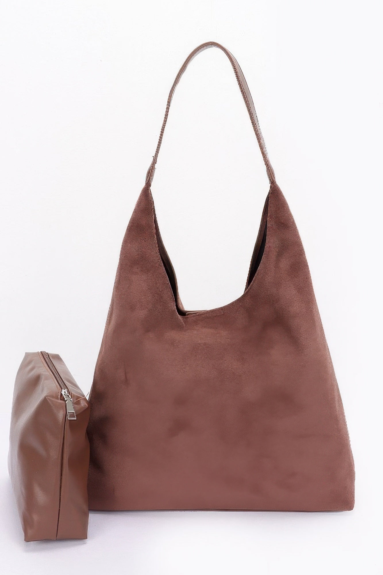 Faux Suede Bindle Bag withPouch