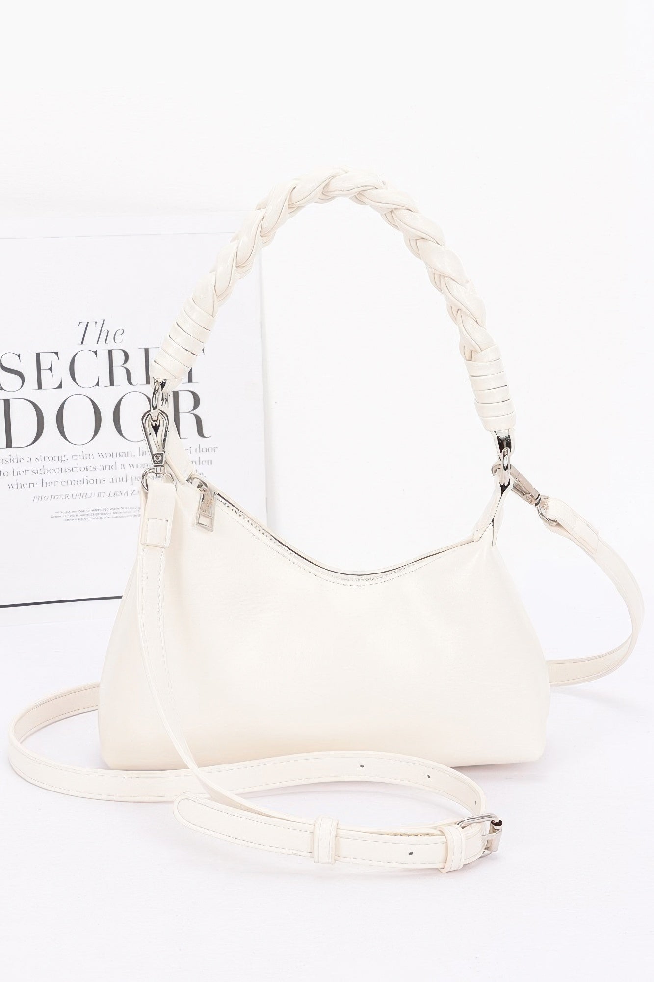 Faux Leather Braided Strap Shoulder Bag