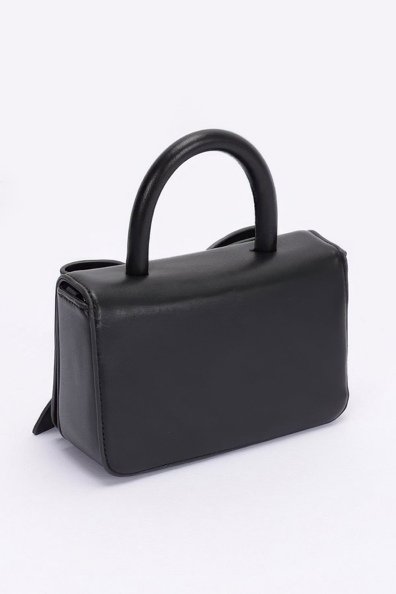 Faux Leather Ribbon Top Handle Bag