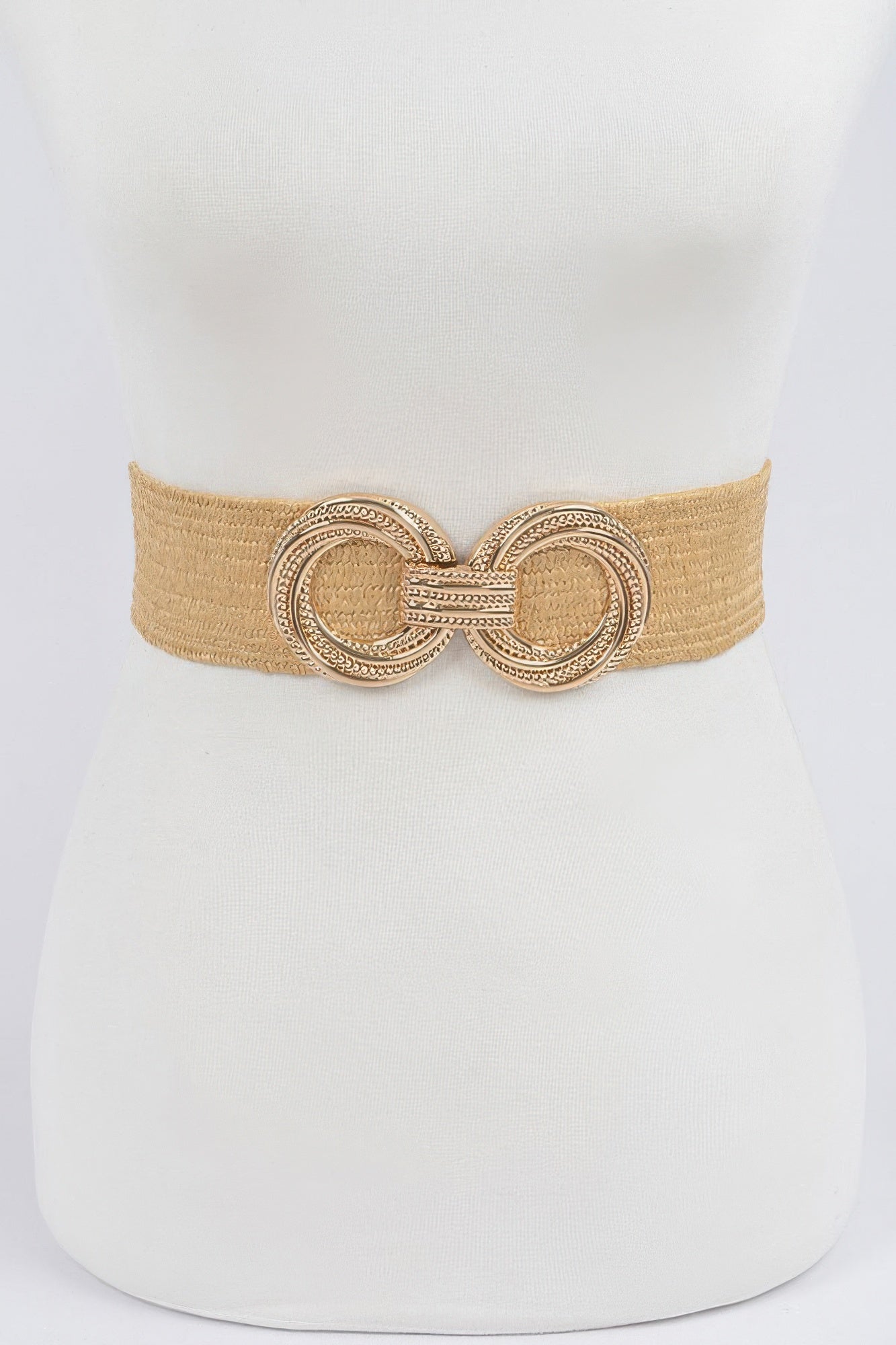 Metal Oo Buckle Plus Size Stretch Straw Belt