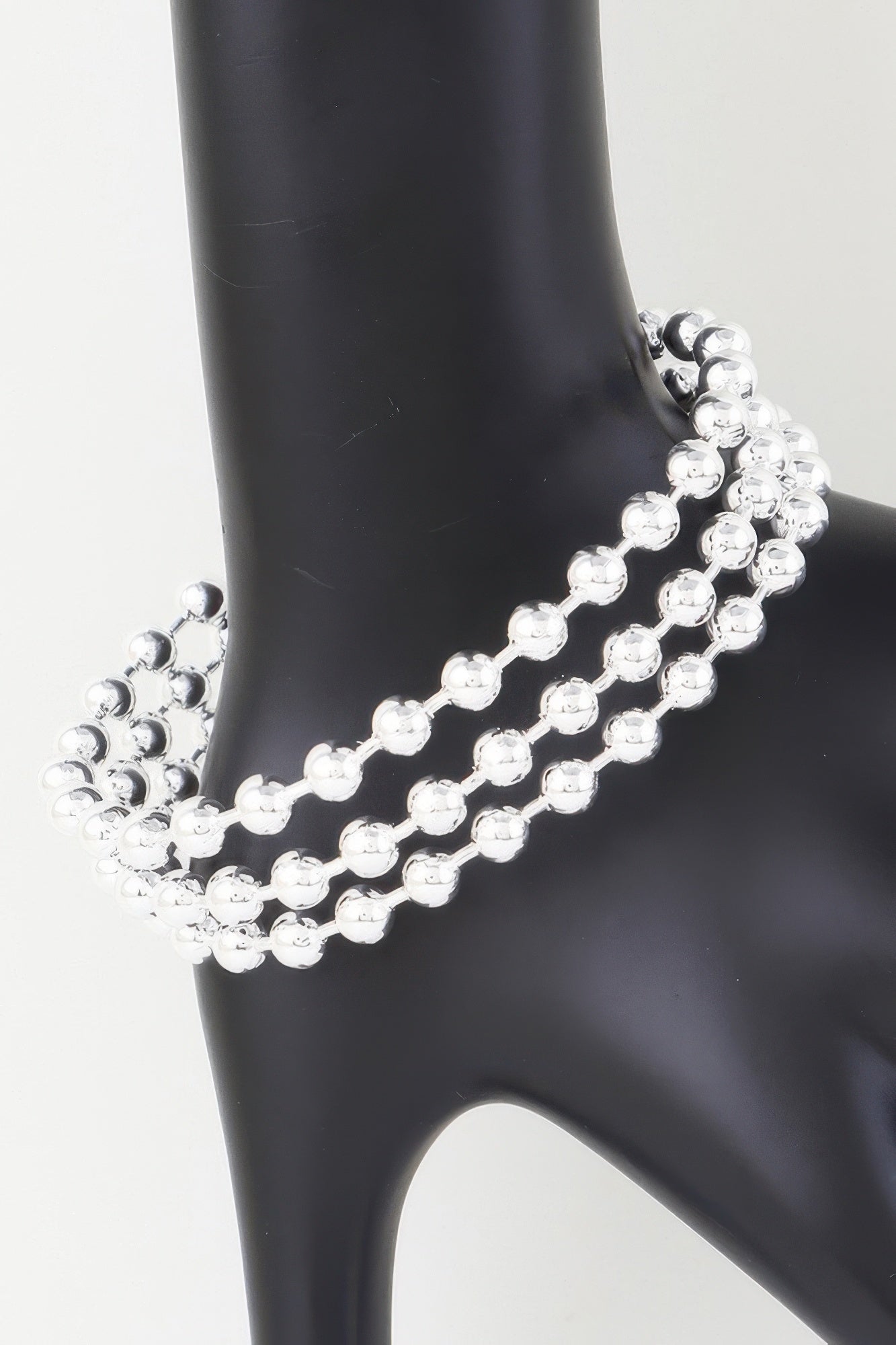 Wide Triple Beaded Cuff Bracelet
