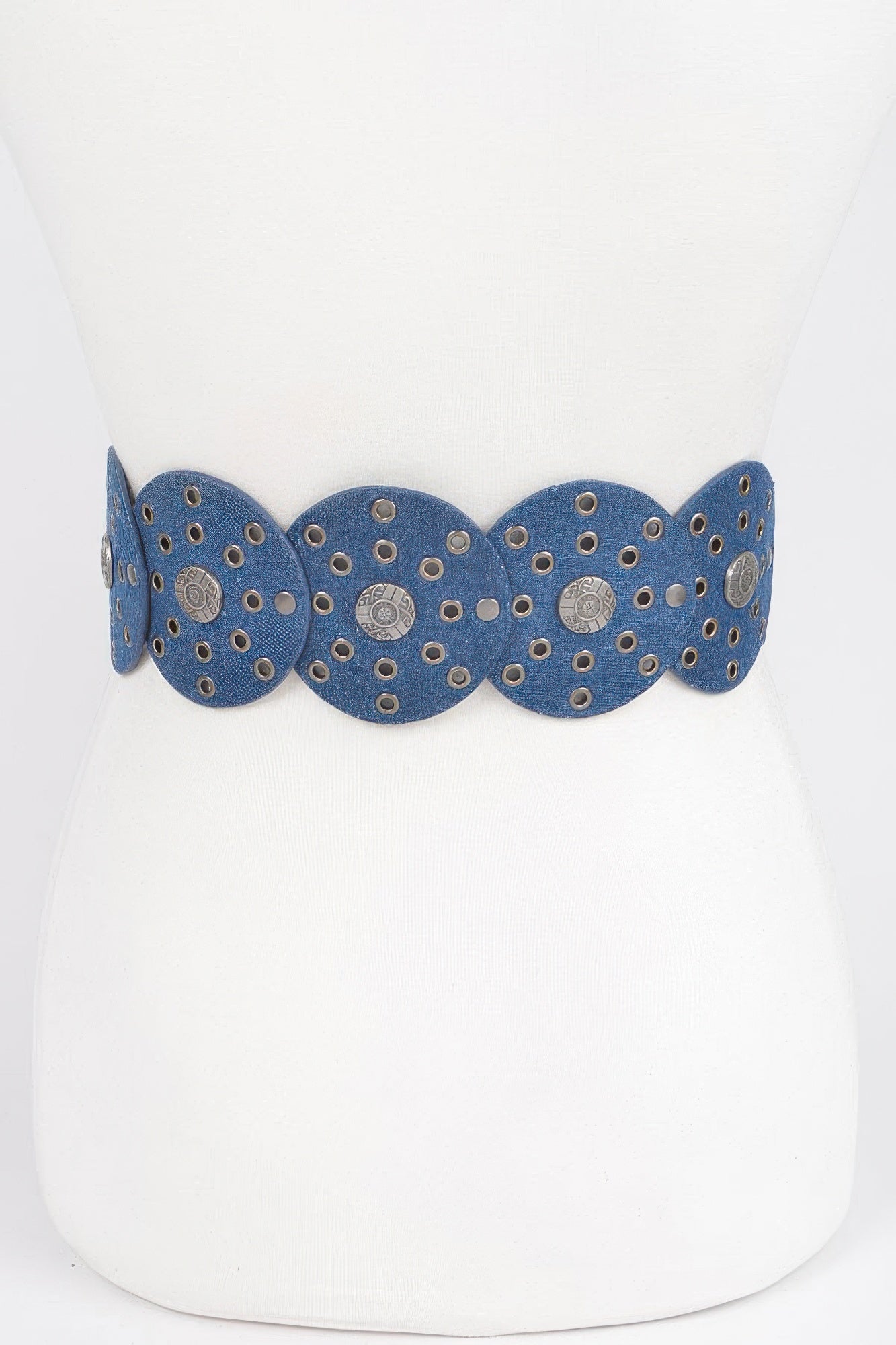 Denim Multi Eyelet Rounds Western Belt