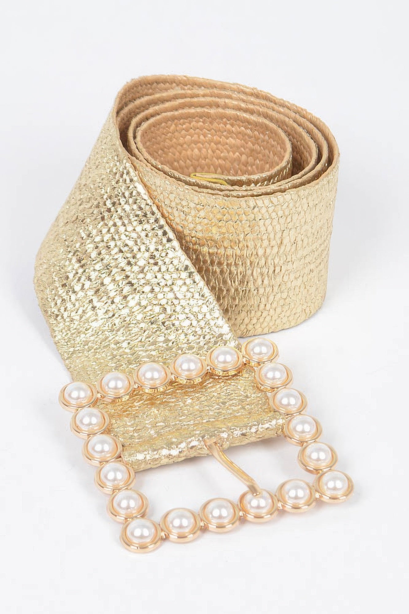 Wide Pearl Buckle Elastic Belt