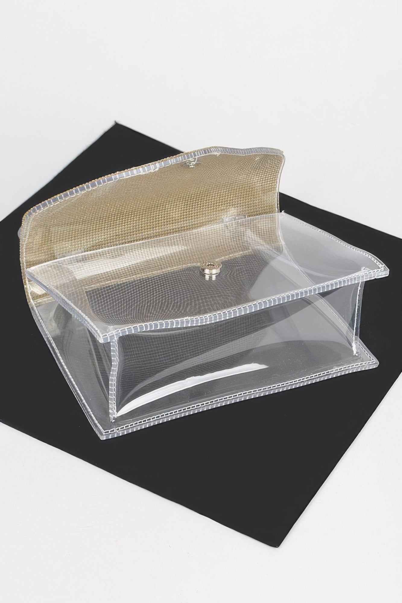Transparent Rhinestone Top Handle Flap Bag