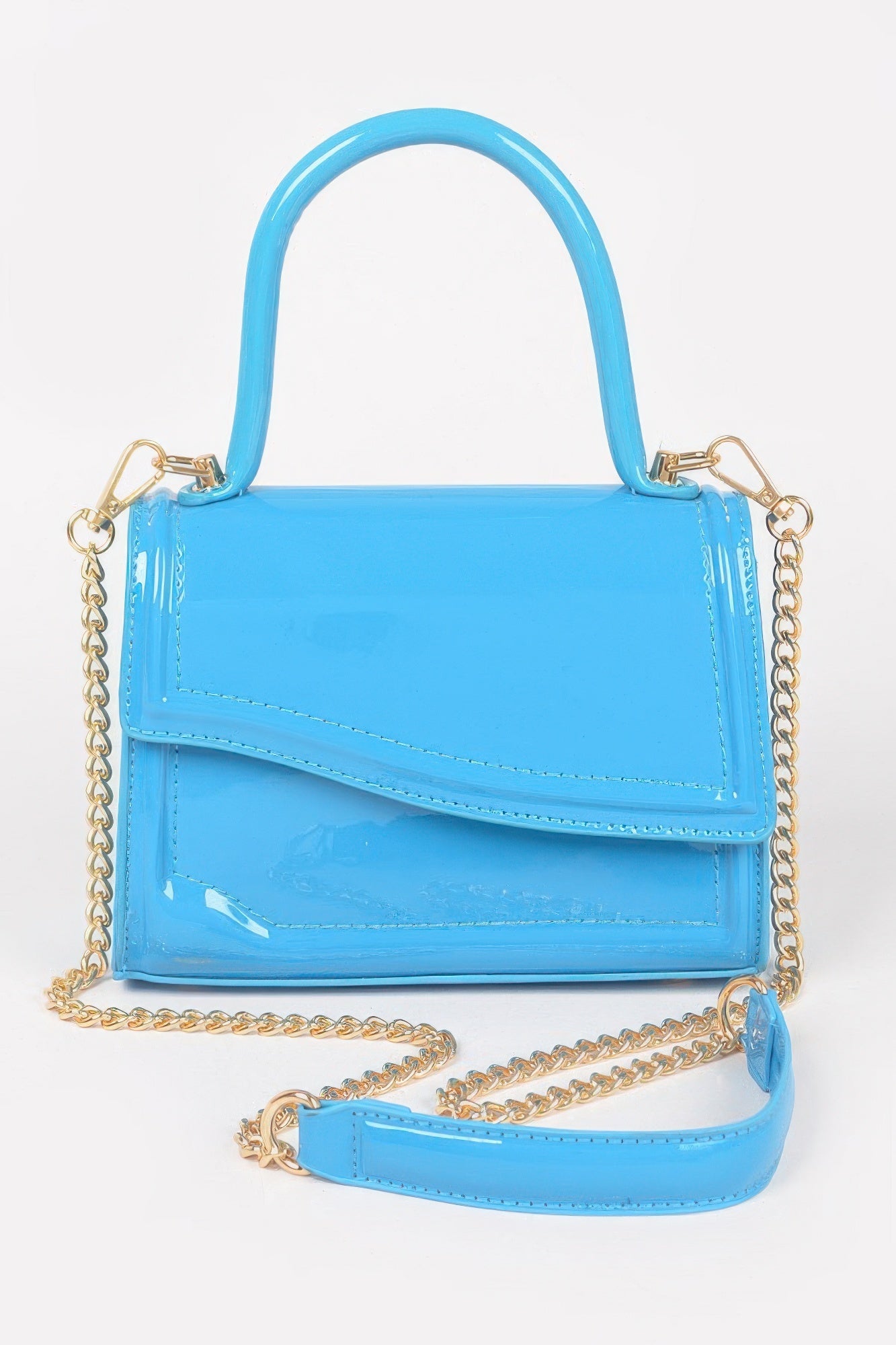 Enamel Faux Leather Top Handle Bag