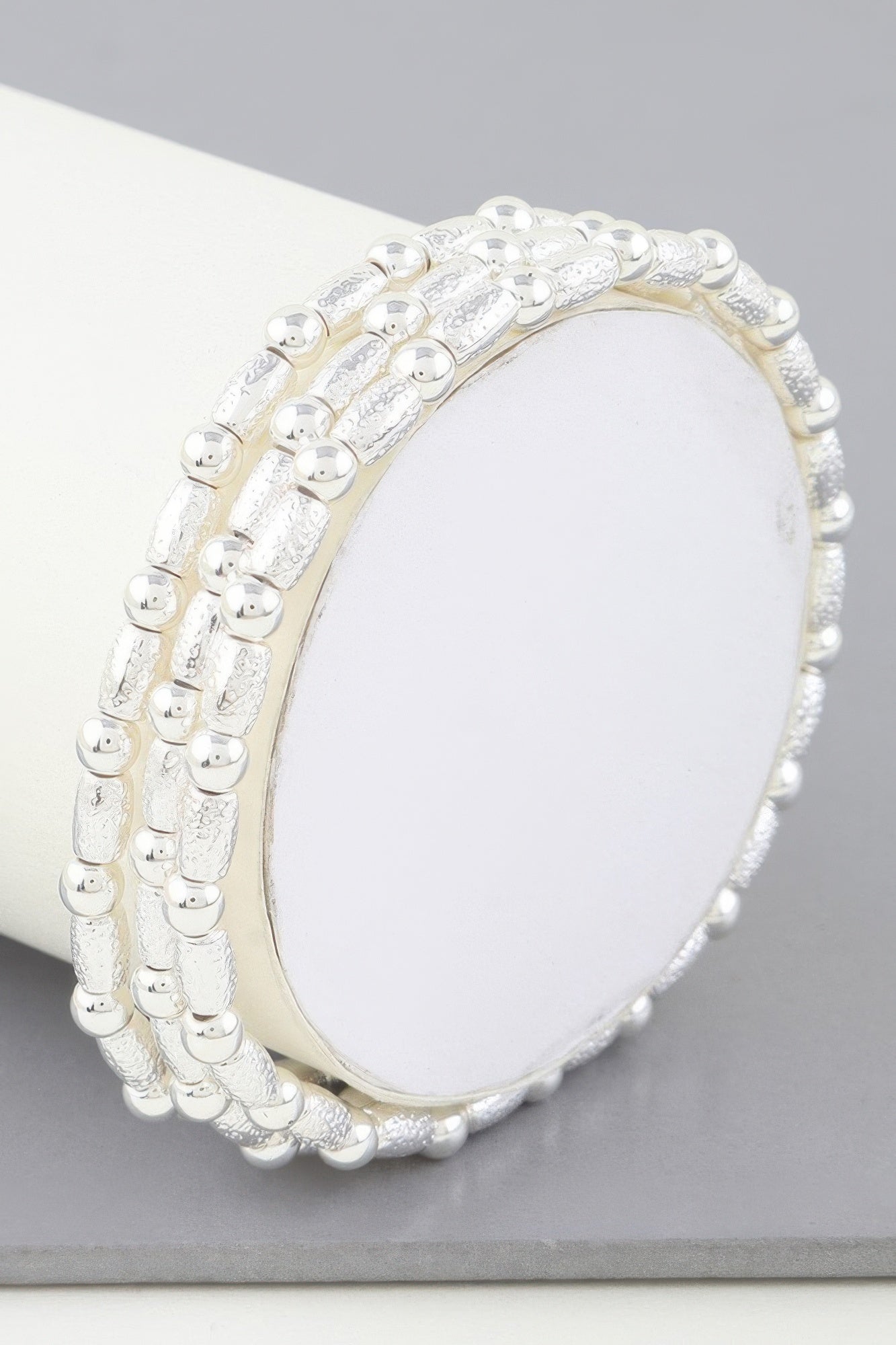 Triple Pillar Stone Beaded Bracelet
