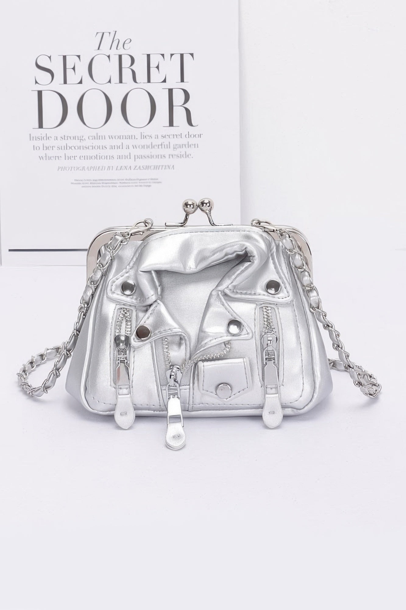 Faux Leather Jacket Style Crossbody Bag