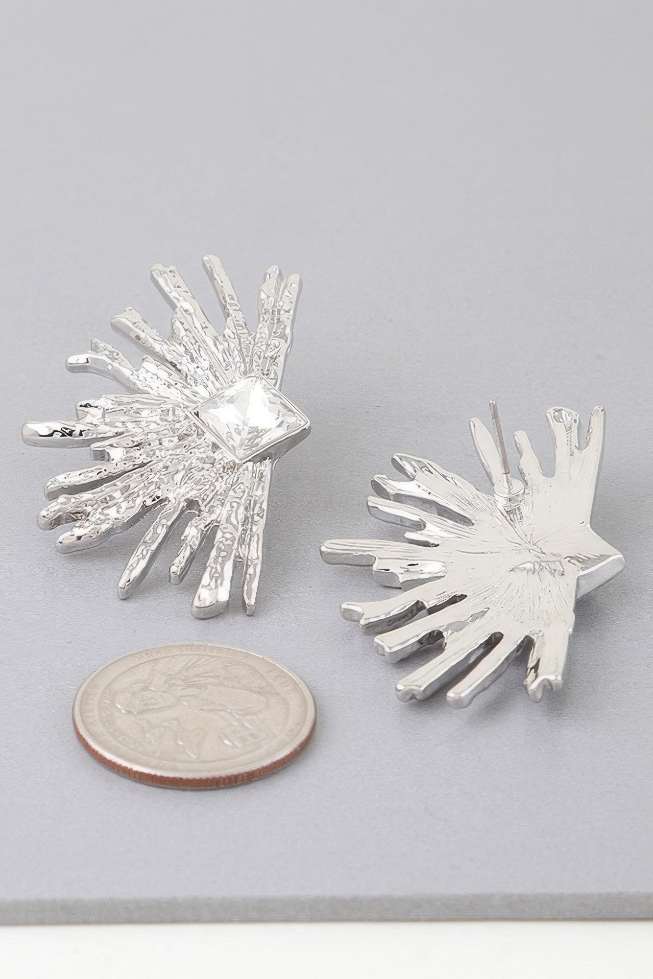 Diamond Rhinestone Flare Earrings