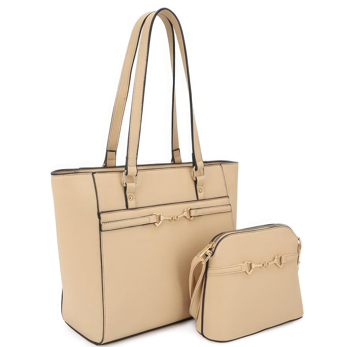 Smooth Matching Shoulder Tote Bag With Crossbody