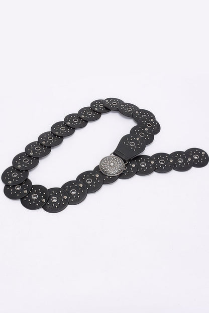 Multi Metal Round Pu Vintage Belt