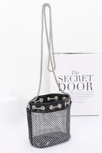 Rhinestone Mesh Tube Bag