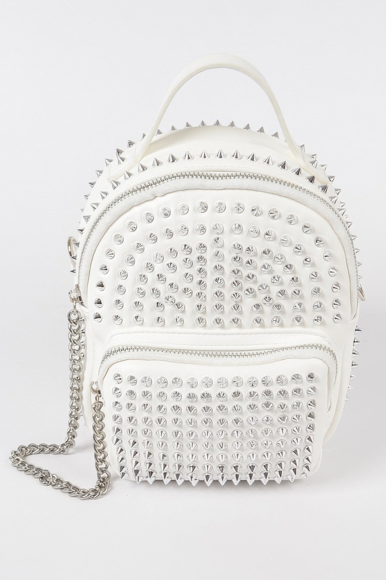 Studded Backpack With Chain Zippier