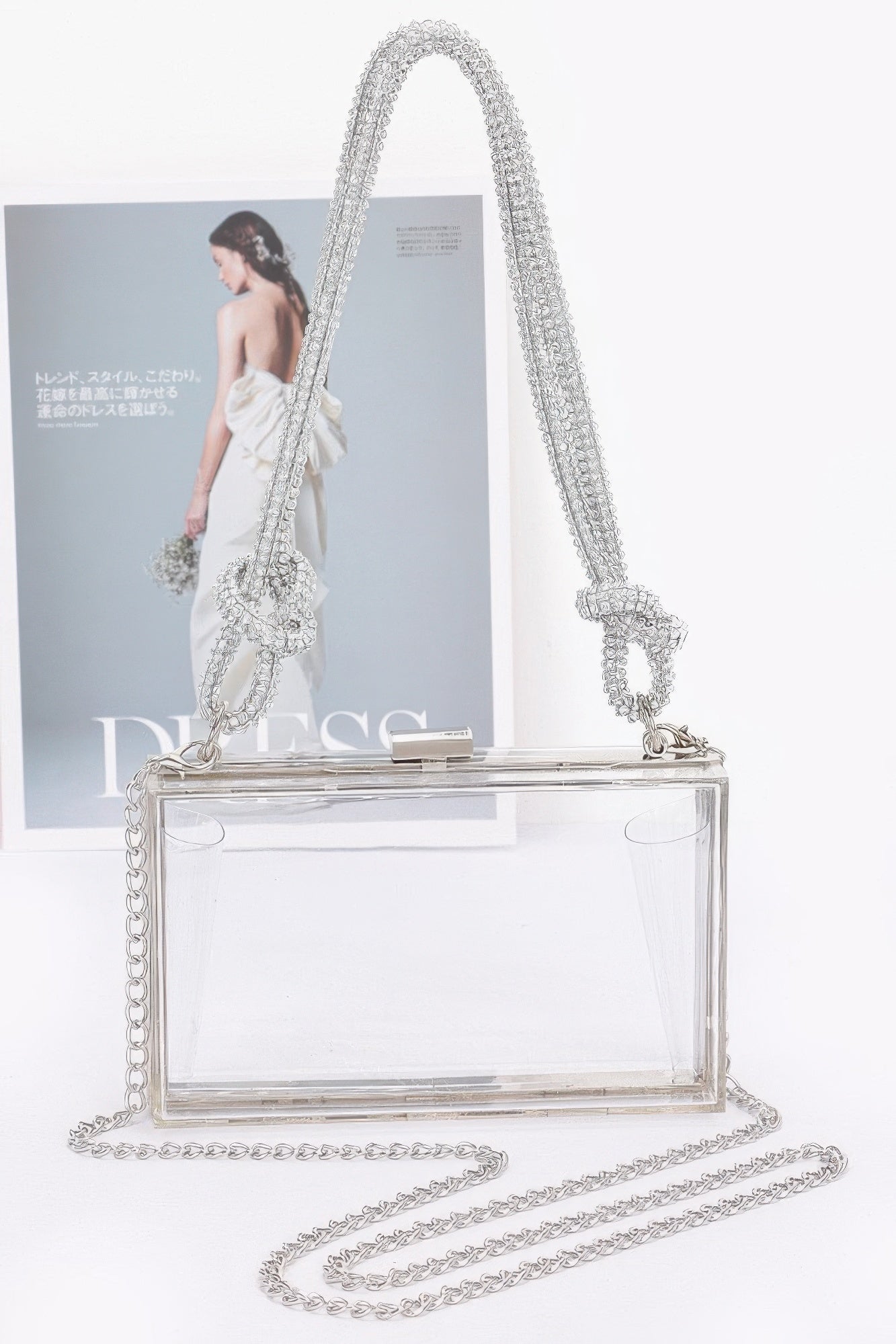Clear Case Clutch W/rhinestone Handle