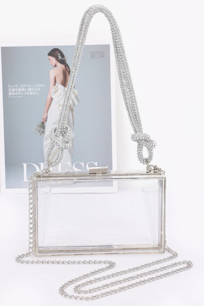 Clear Case Clutch W/rhinestone Handle