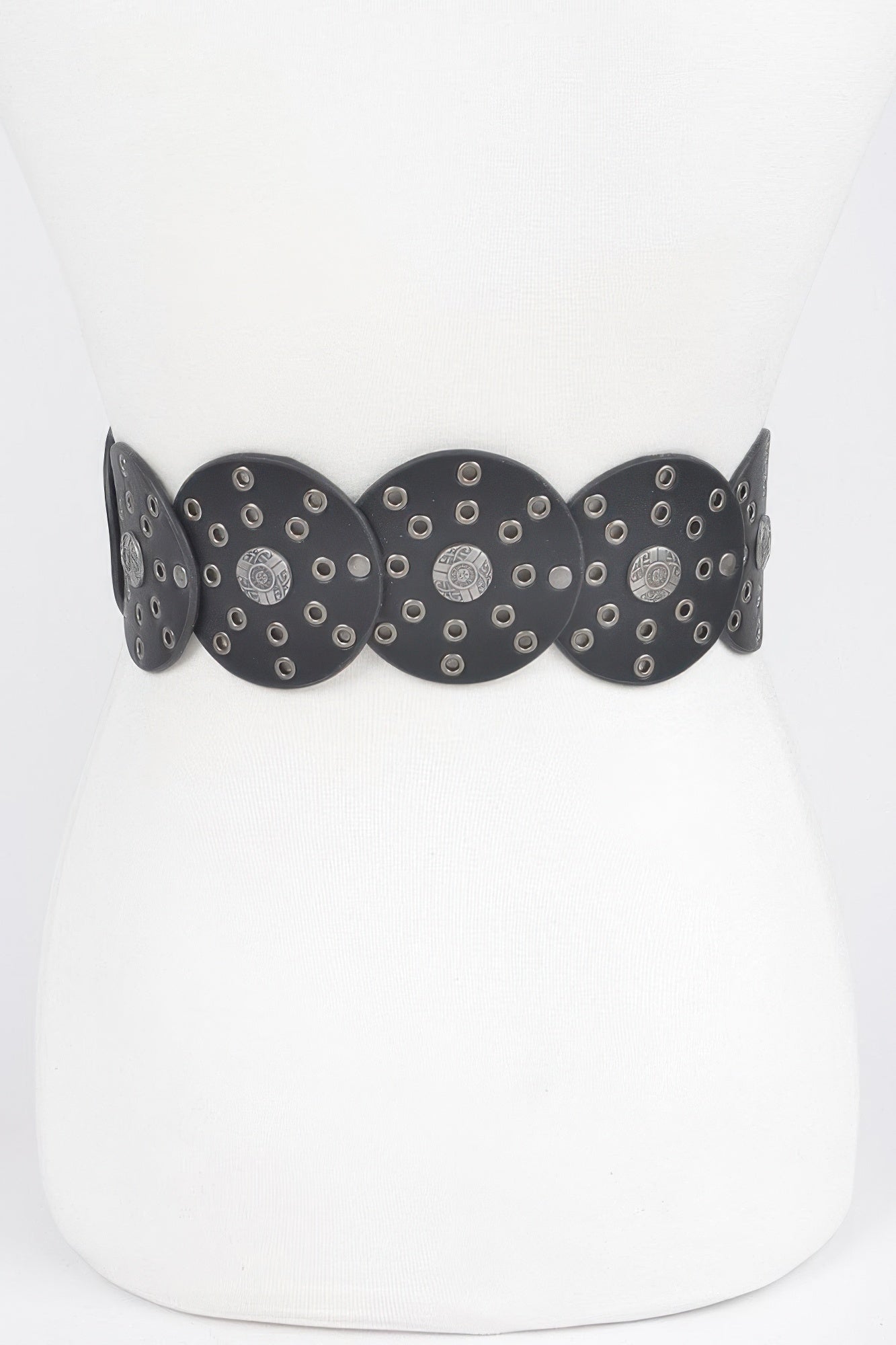 Faux Leather Multi Eyelet Round Western Belt