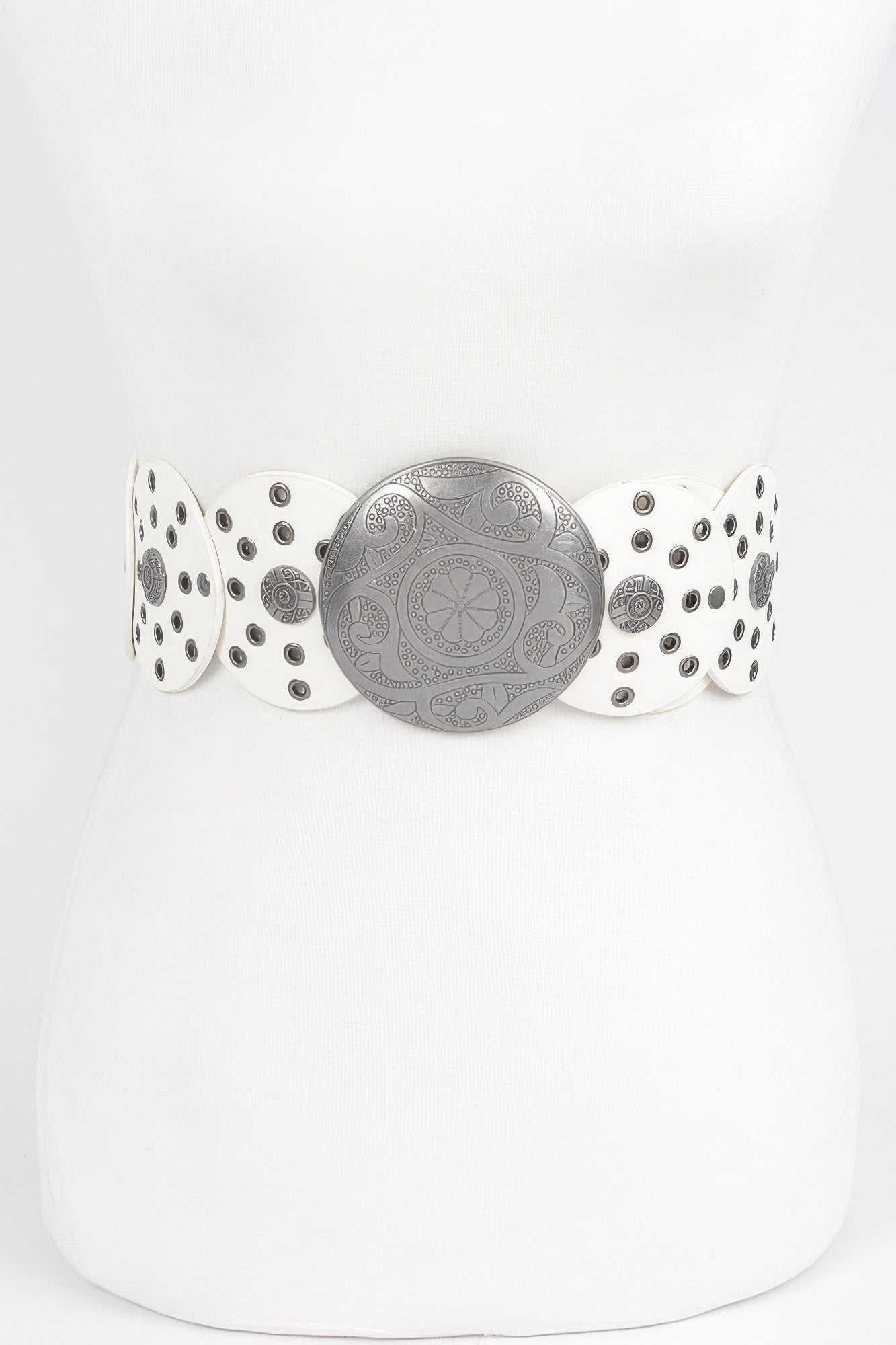 Faux Leather Multi Eyelet Round Western Belt