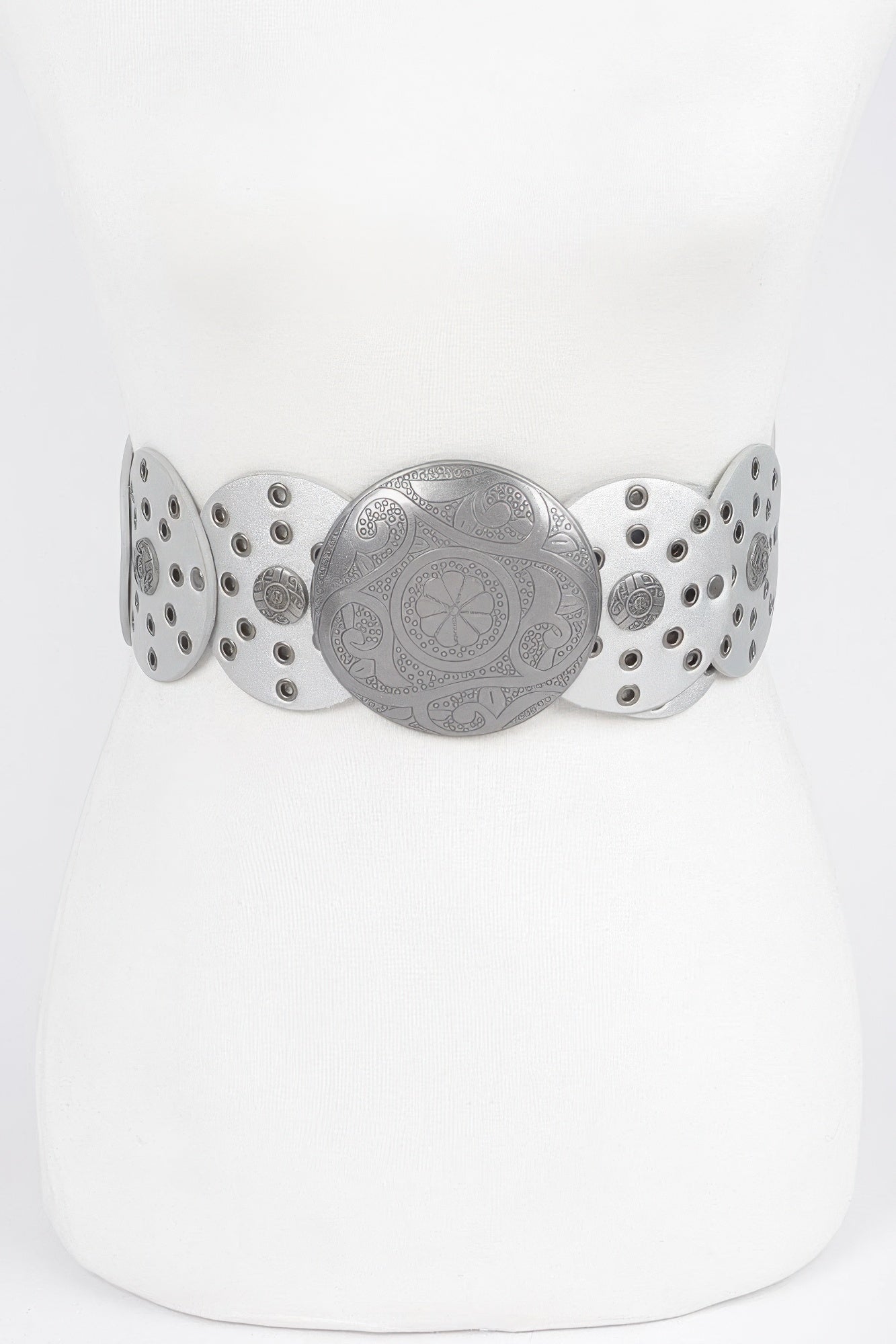 Faux Leather Multi Eyelet Round Western Belt