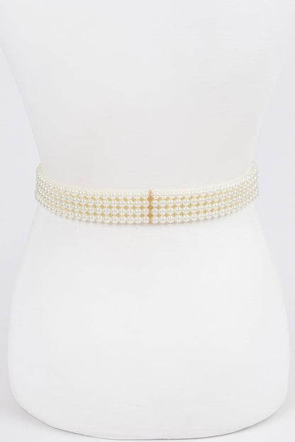 Faux Pearl Stretch Belt