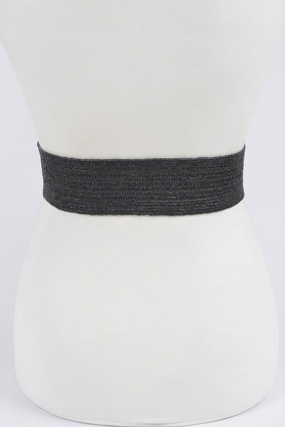 Metal Oo Buckle Plus Size Stretch Straw Belt