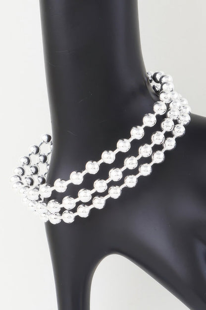 Wide Triple Beaded Cuff Bracelet