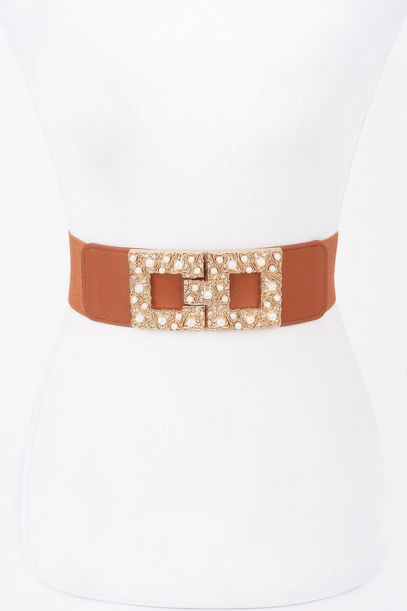 Pearl Metal Buckle Elastic Belt