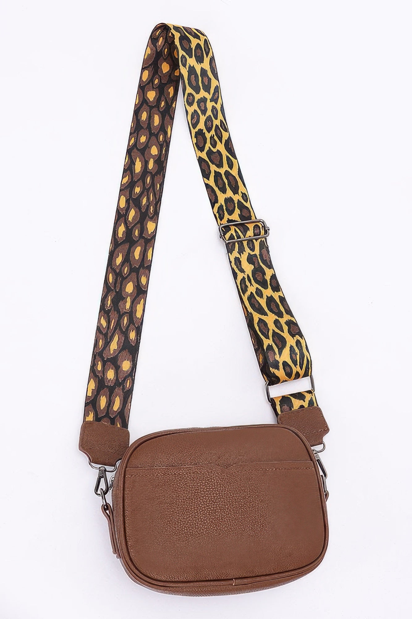 Faux Leather Camera Bag W/leopard Strap