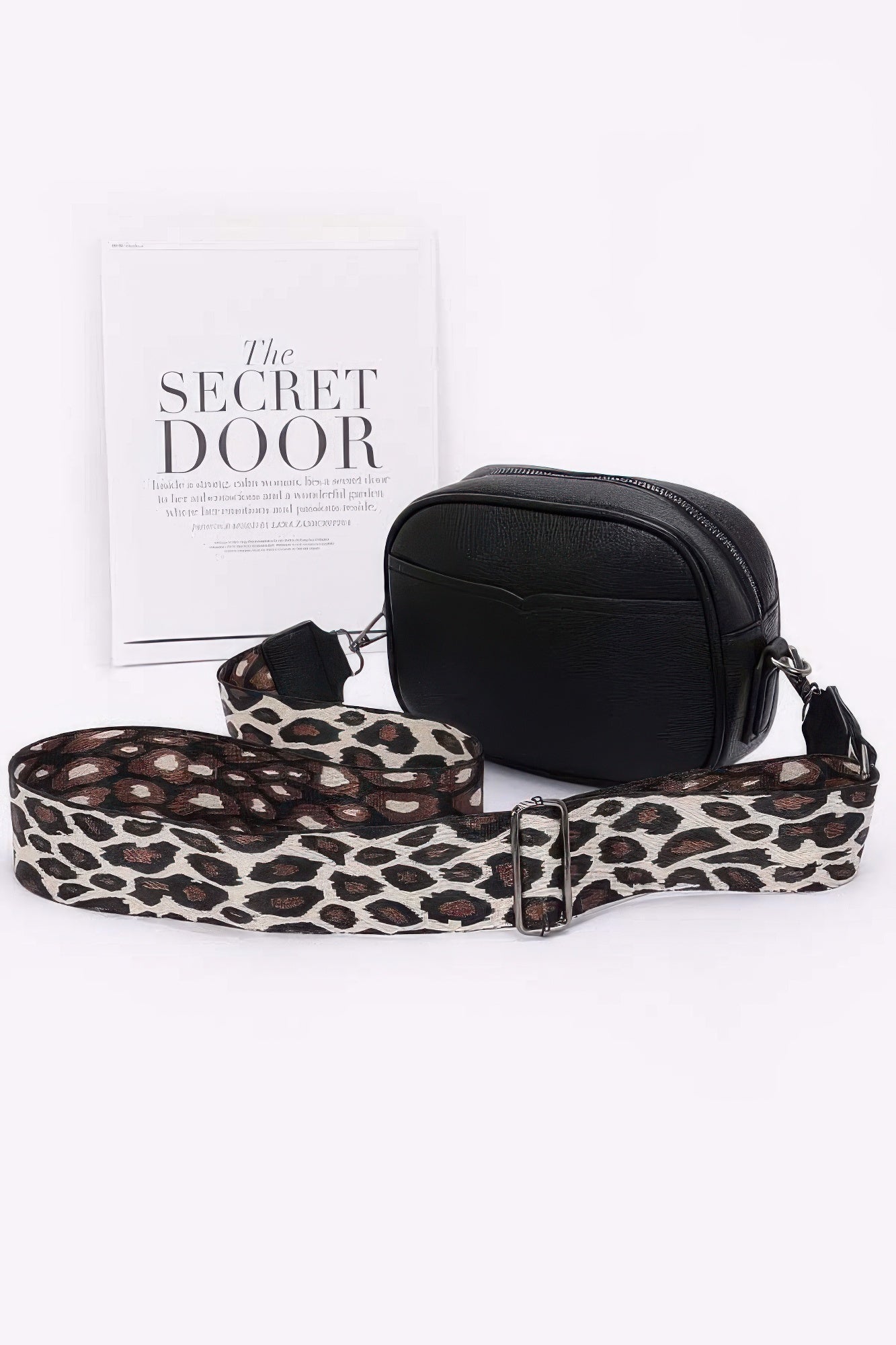 Faux Leather Camera Bag W/leopard Strap