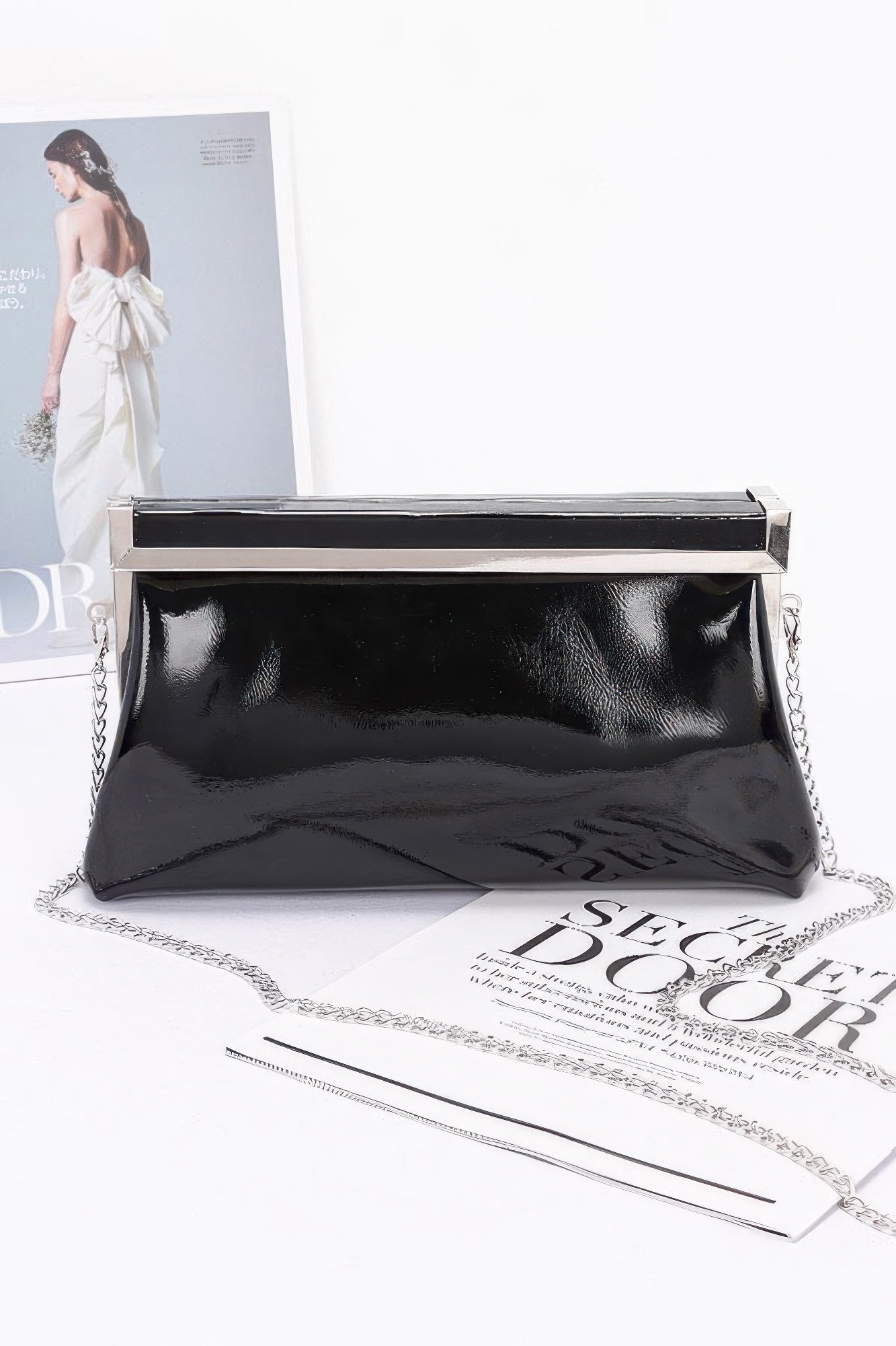 Patent Leather Frame Clutch Bag