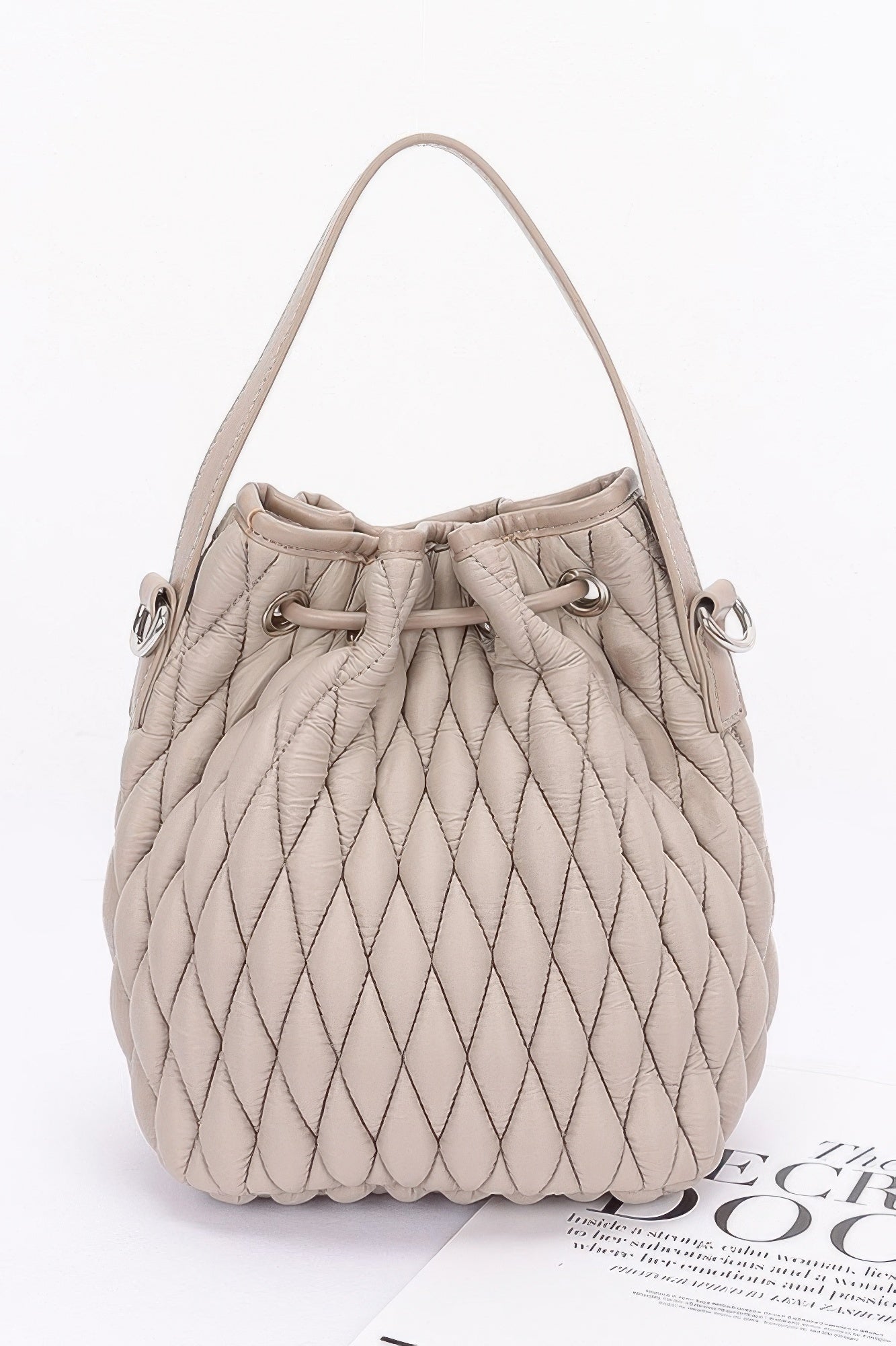 Quilted Faux Leather Bucket Bag