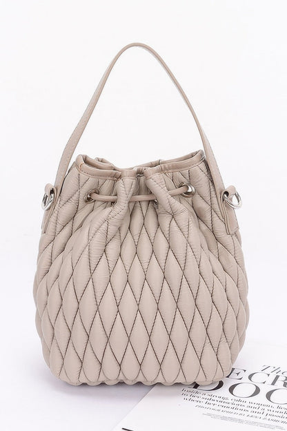 Quilted Faux Leather Bucket Bag