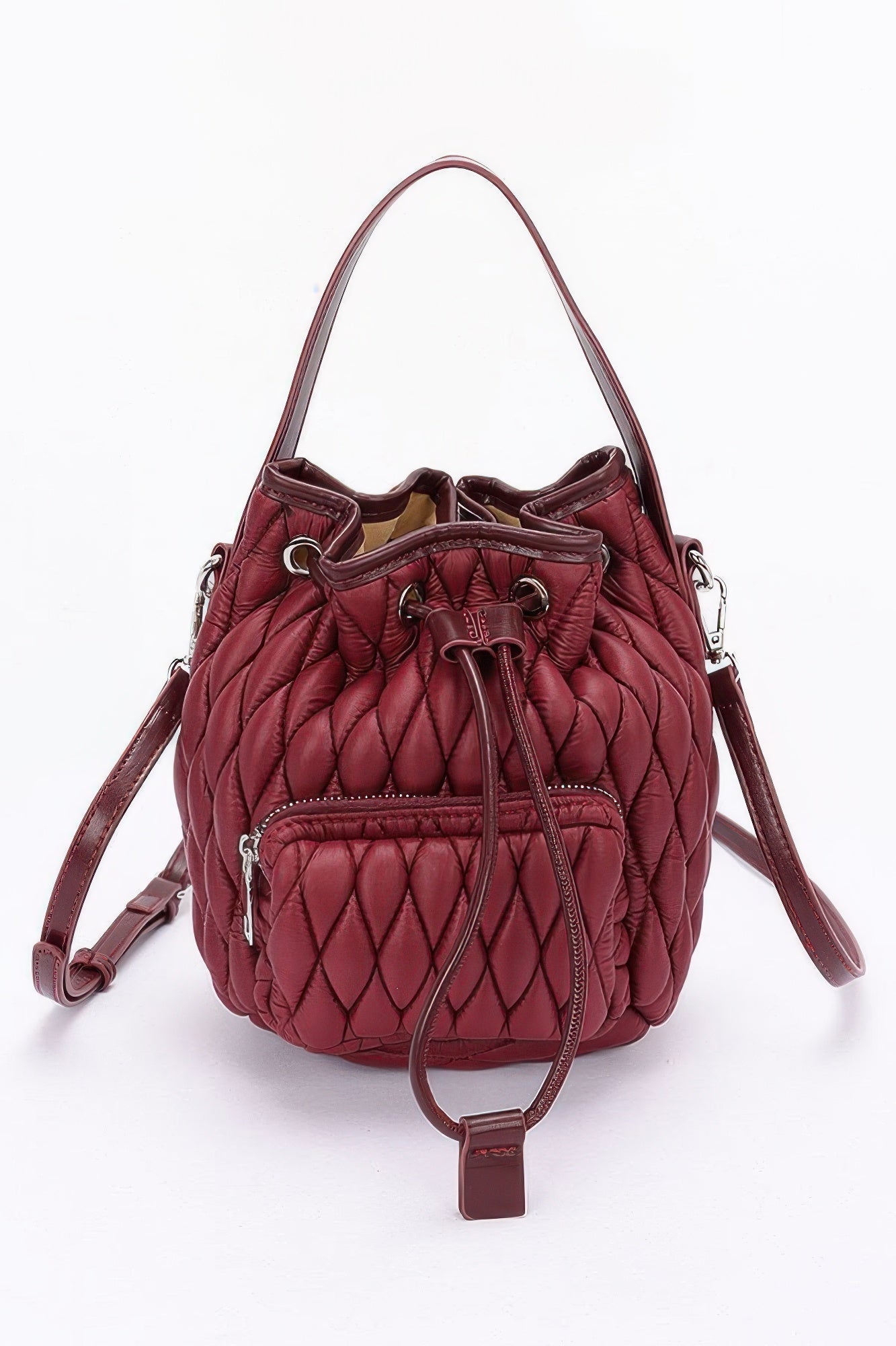 Quilted Faux Leather Bucket Bag