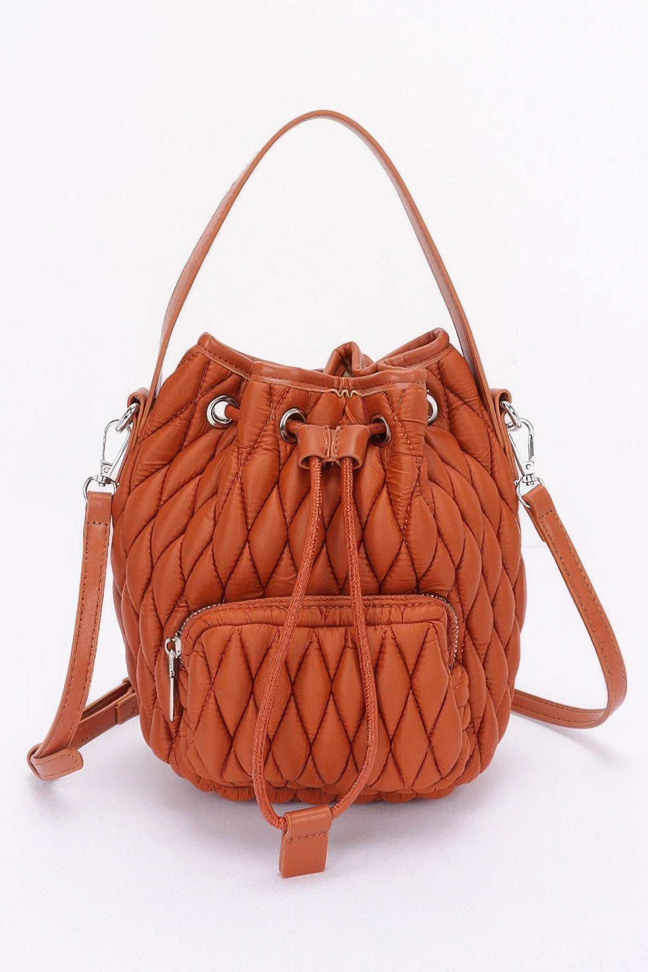 Quilted Faux Leather Bucket Bag