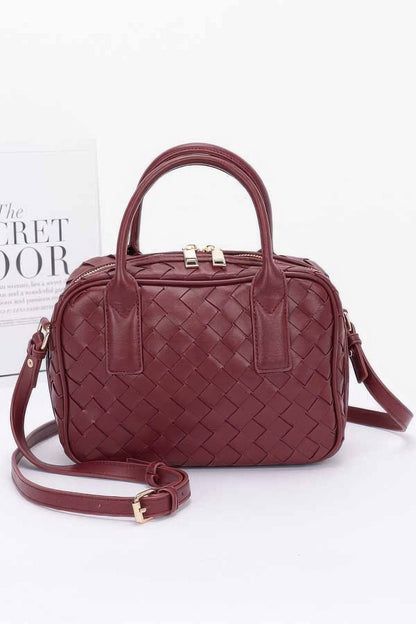 Faux Leather Braided Handbag