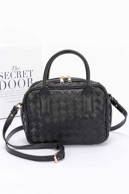 Faux Leather Braided Handbag