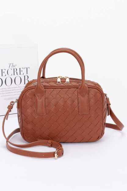 Faux Leather Braided Handbag