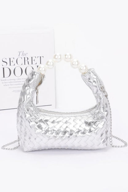Metallic Braided Pearl Handle Bag