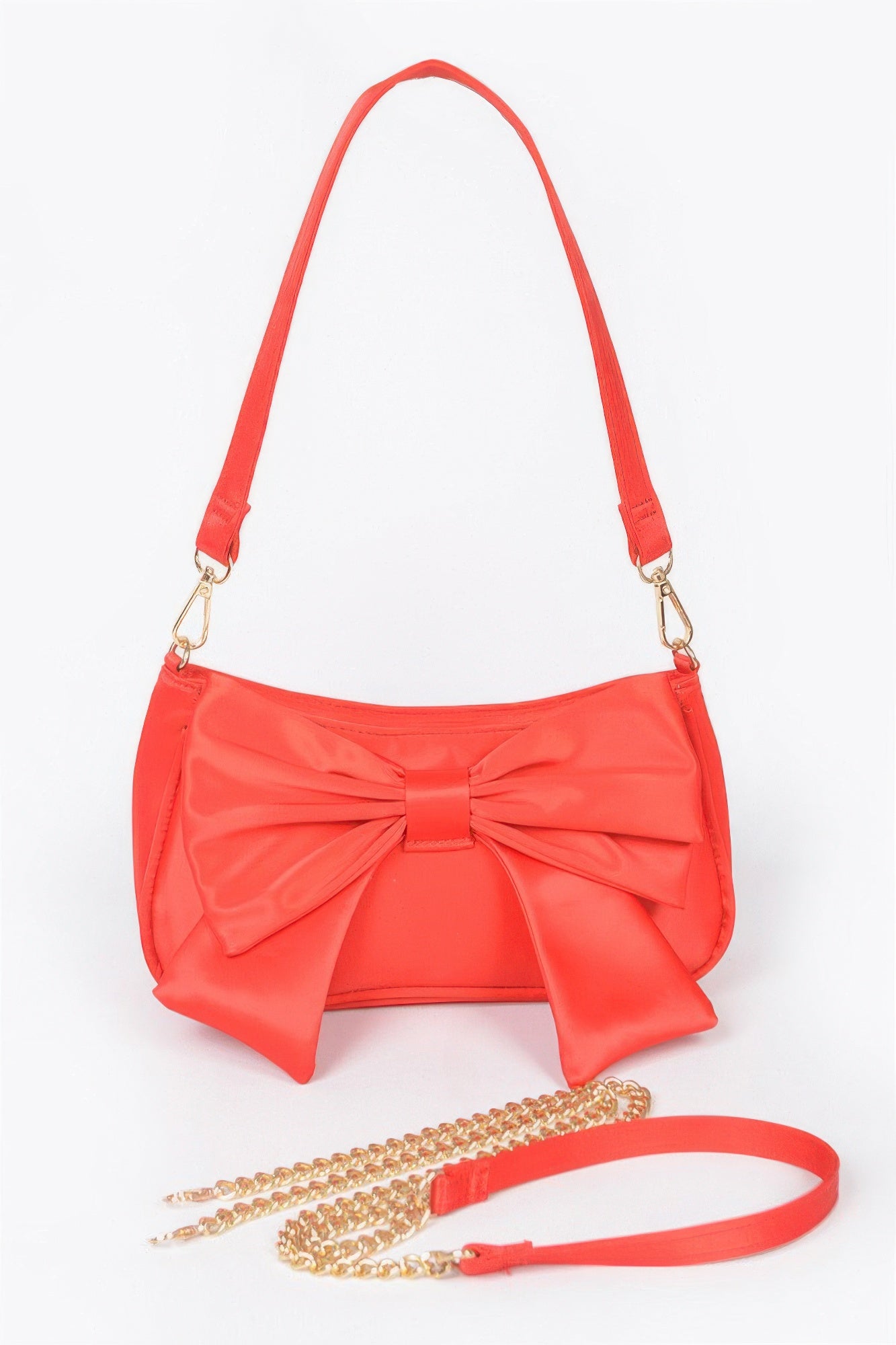 Satin Bow Front Shoulder Bag