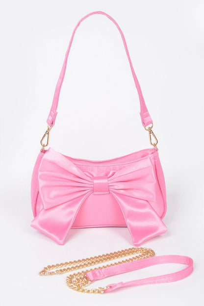 Satin Bow Front Shoulder Bag