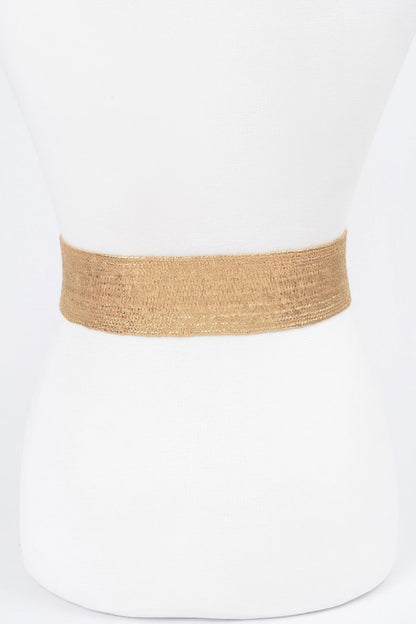 Multi Stone Metallic Straw Stretch Belt