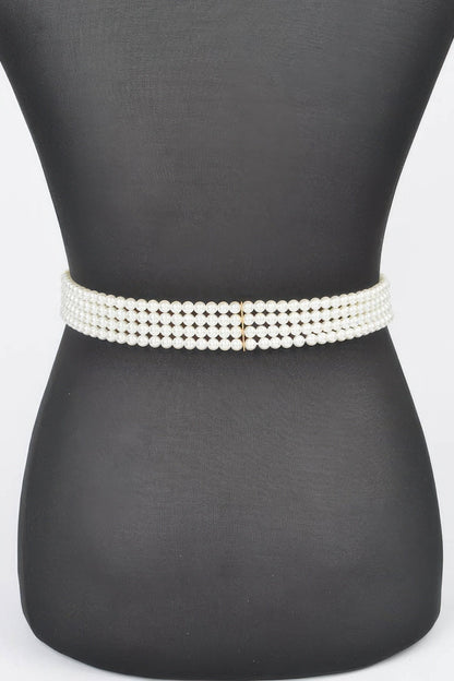Faux Pearl Elastic Belt