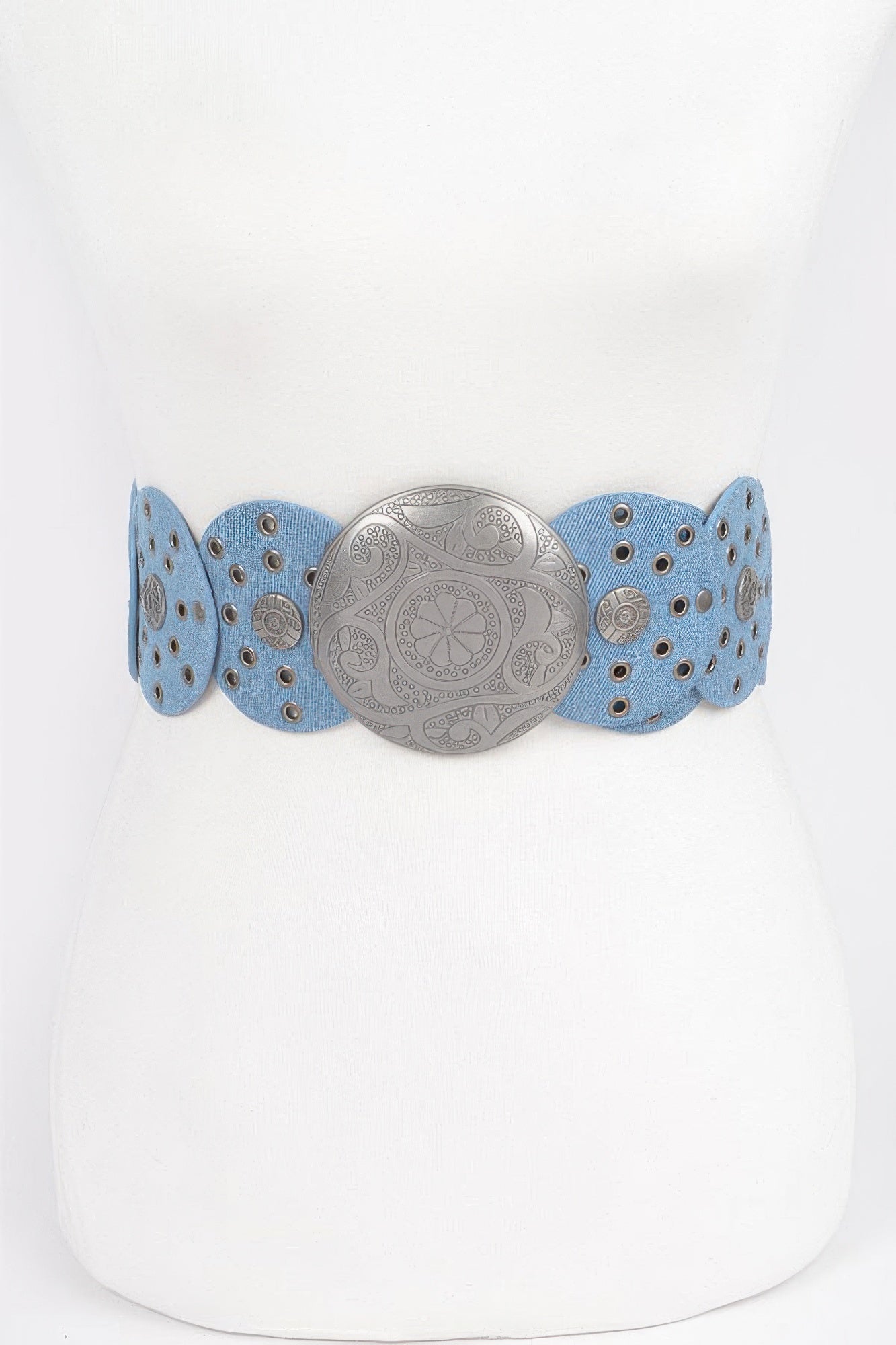 Denim Multi Eyelet Rounds Western Belt