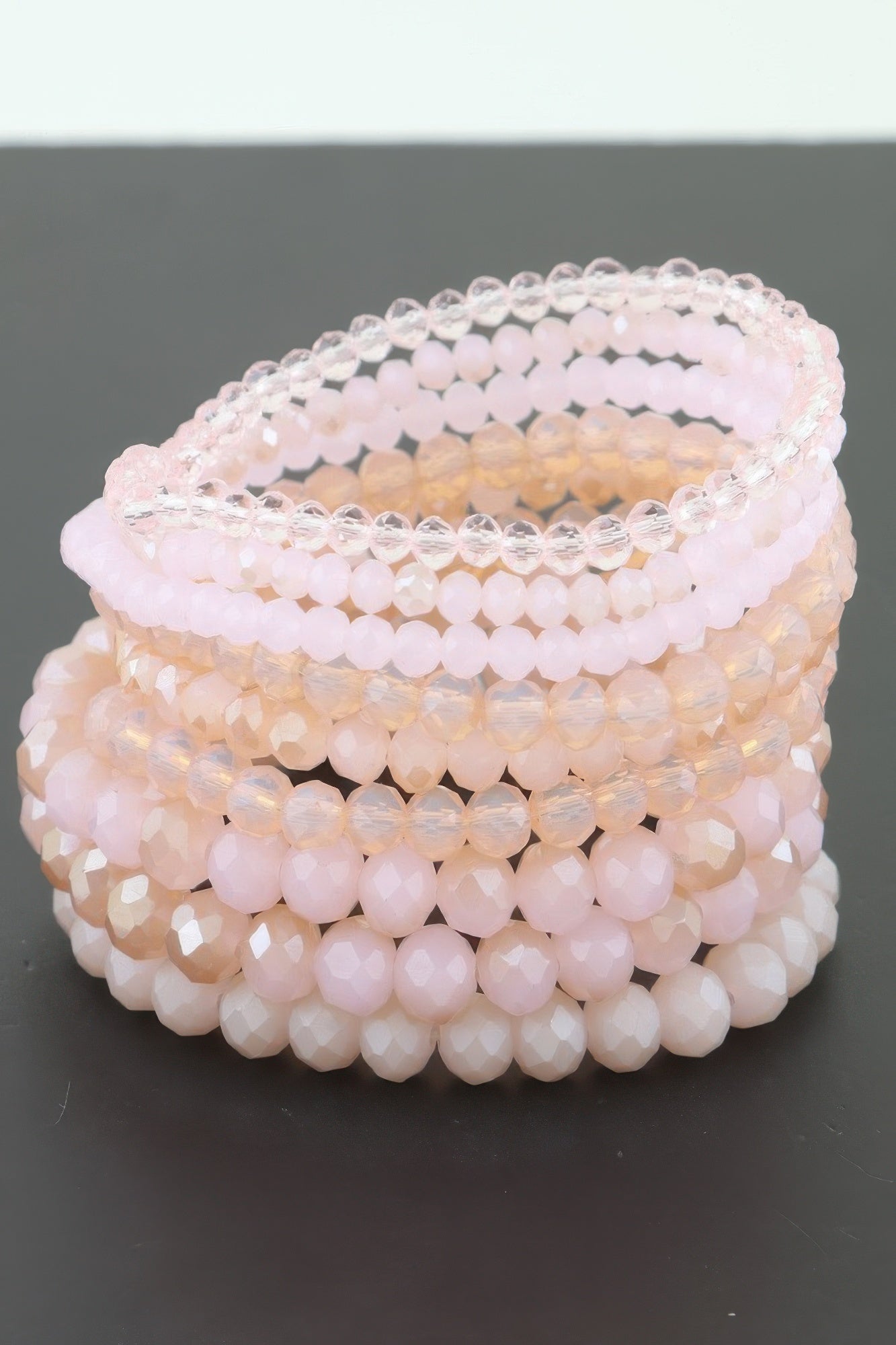 Multi Pastel Pink Crystal Beaded Bracelet
