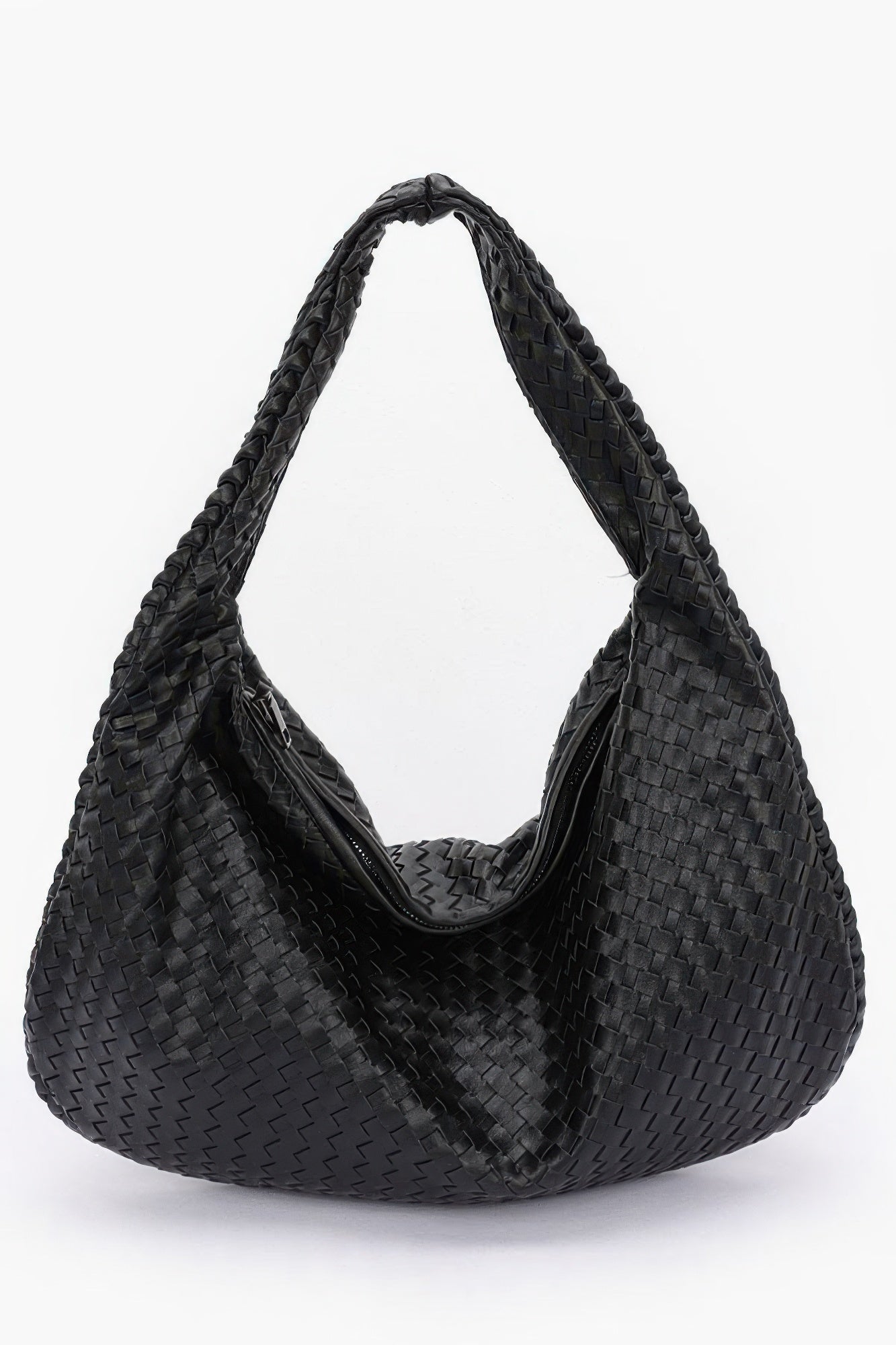 Faux Leather Braided Shoulder Bag