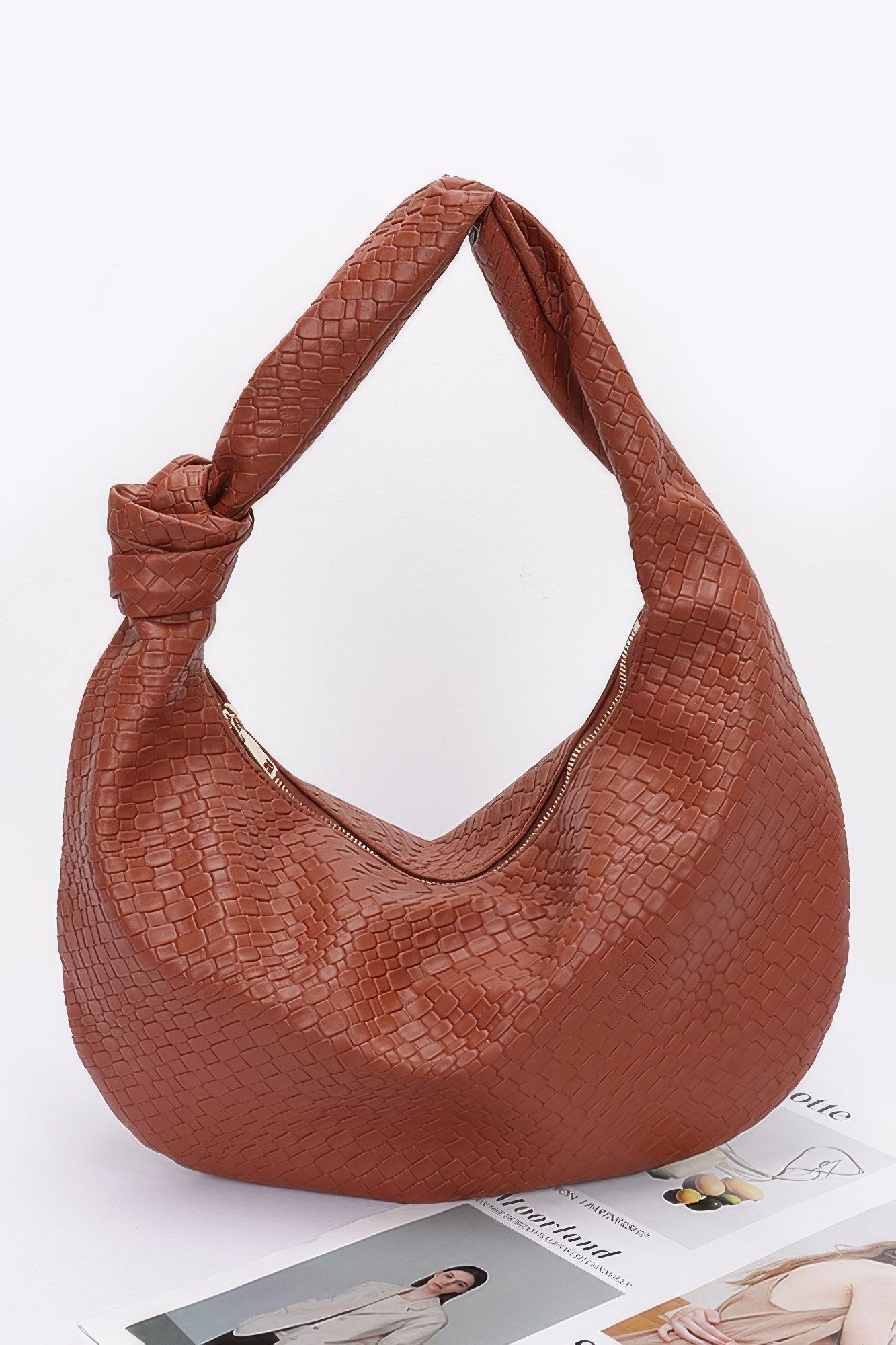 Embossed Faux Leather Big Hobo Bag