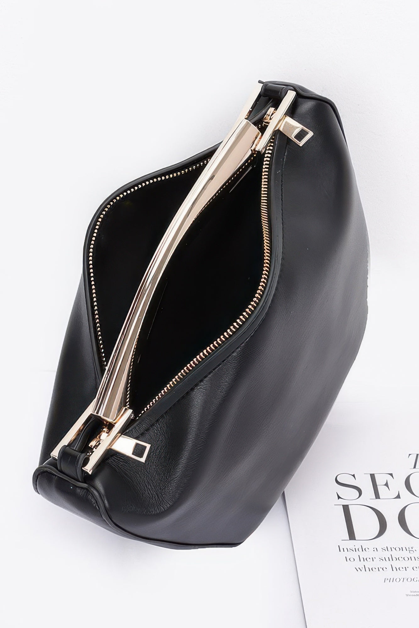 Faux Leather Metal Handle Bag