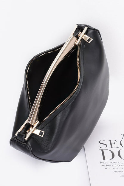 Faux Leather Metal Handle Bag