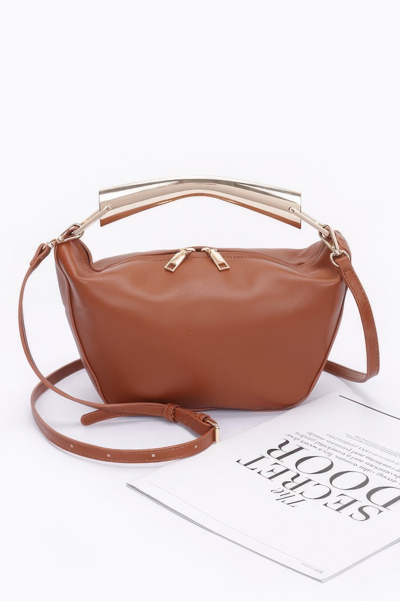 Faux Leather Metal Handle Bag