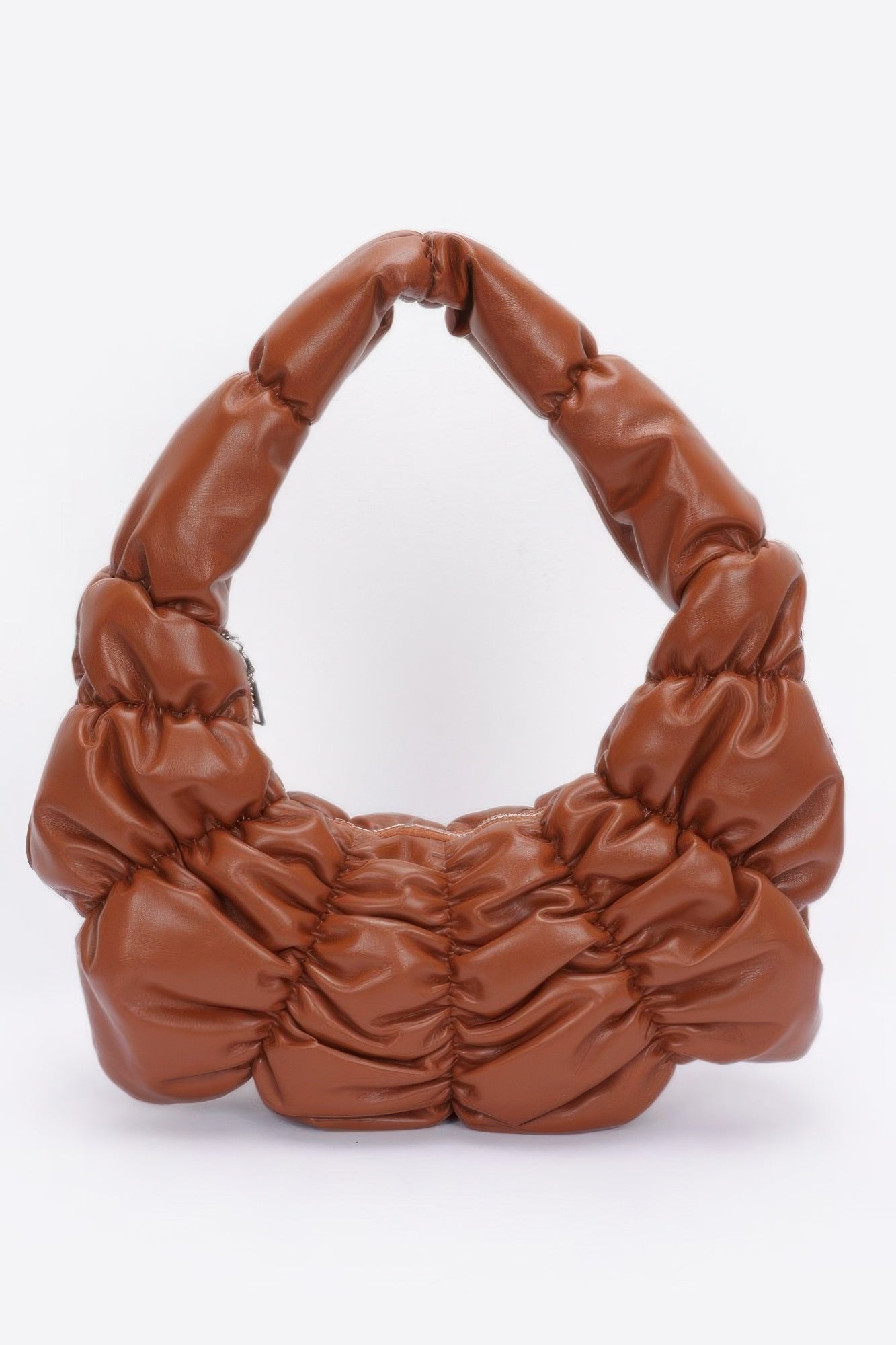Pleated Faux Leather Shoulder Bag