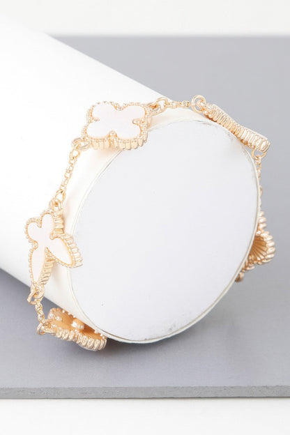 Multi Stone Clover Charm Bracelet