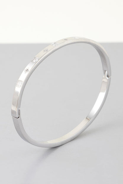 Cubic Star Embedded Cuff Bracelet